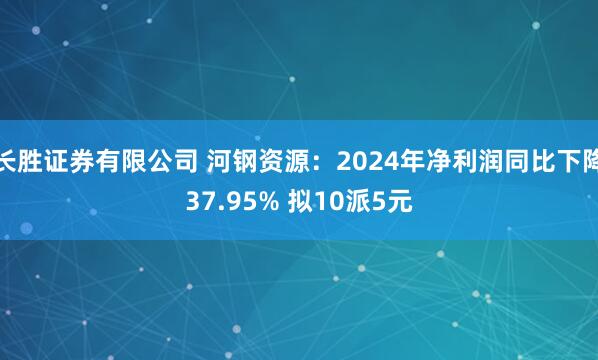 长胜证券有限公司 河钢资源：2024年净利润同比下降37.95% 拟10派5元